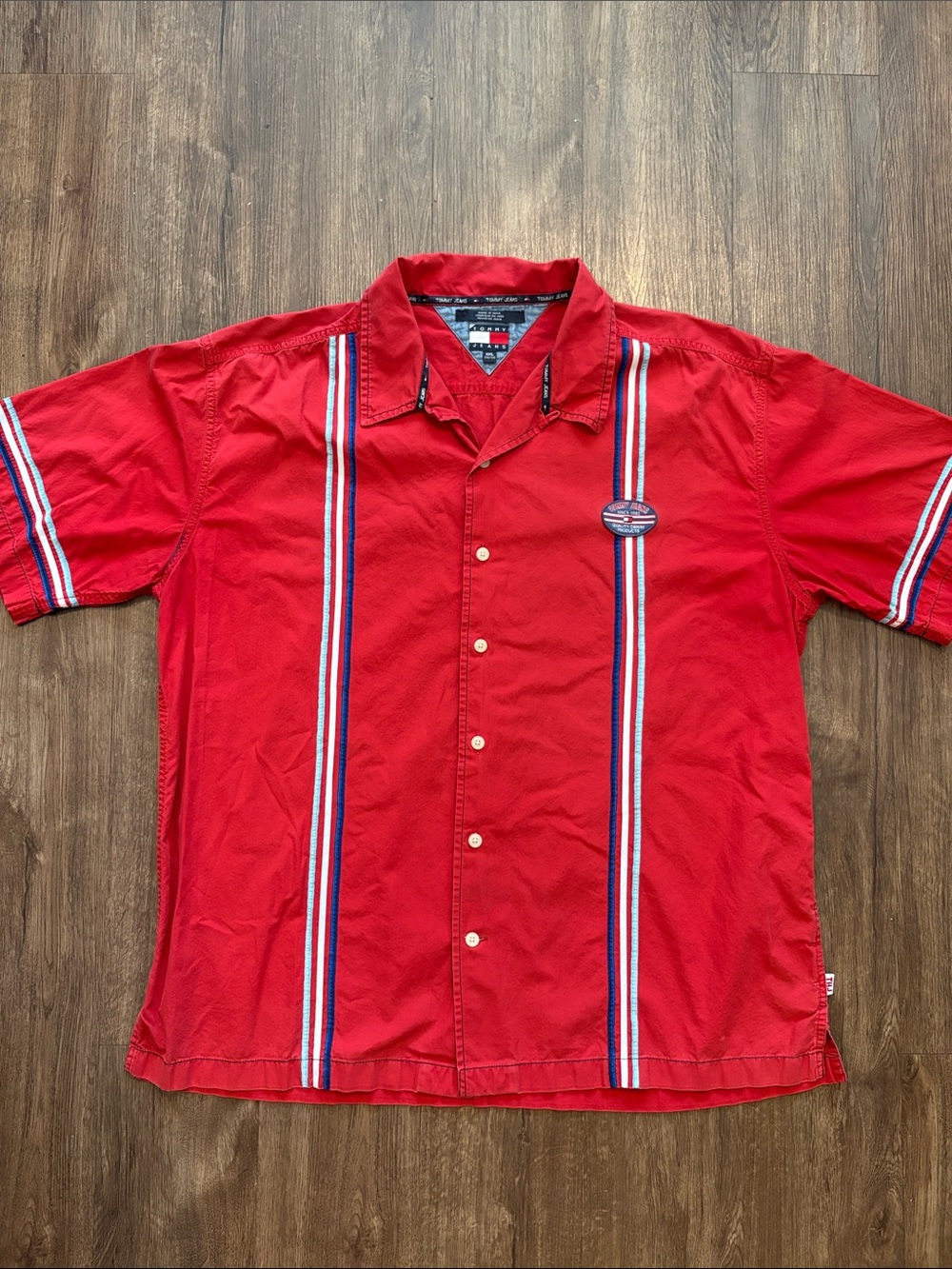 Vintage TOMMY JEANS Striped Casual polo button down Shirt 90s Hilfiger men’s XXL